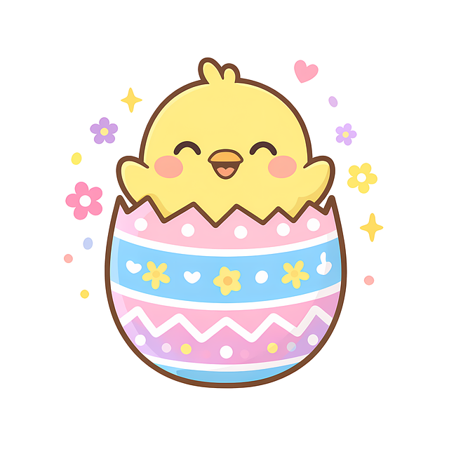 Free cute chick easter chick hatching egg illustration