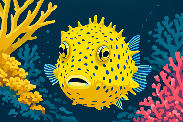 Free vector illustration puffer fish sea vector