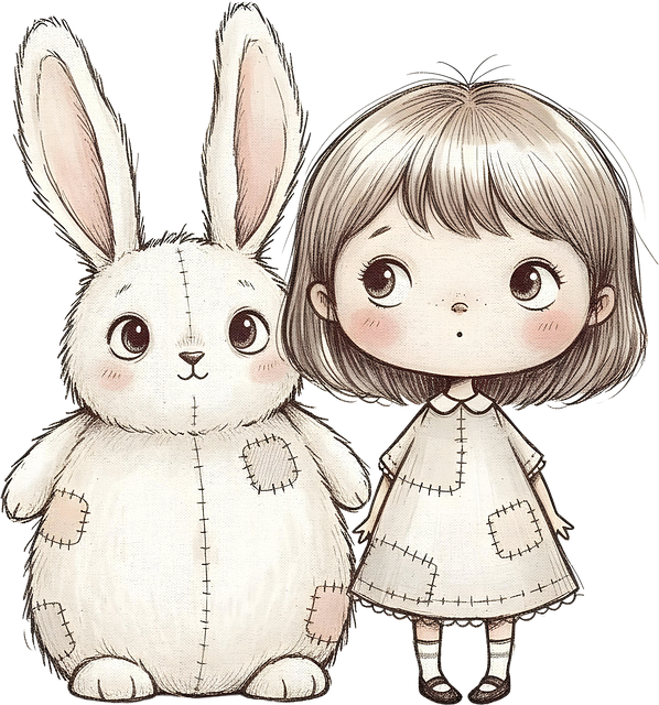 Free easter bunny girl illustration