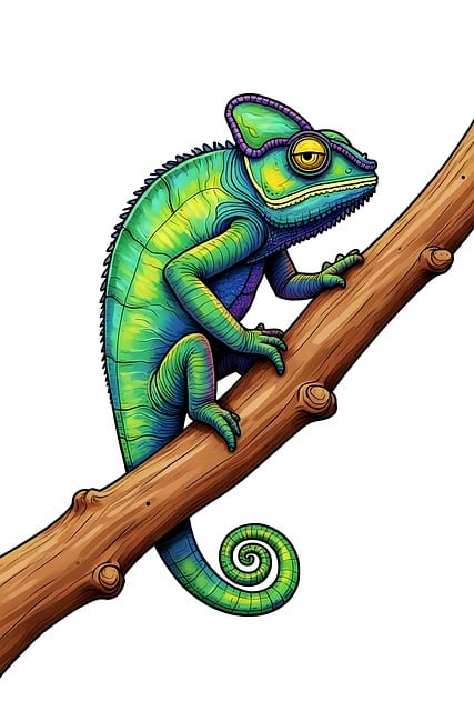 Free chameleon lizard fauna illustration