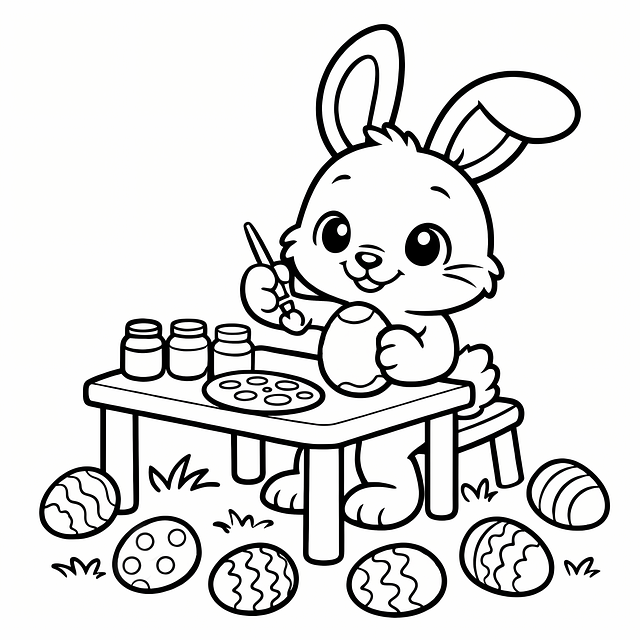 Free easter bunny painting easter eggs egg decorating illustration