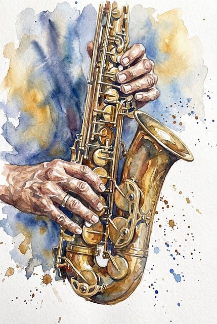Saxophon, Jazz, Musik, Aquarell, Musiker