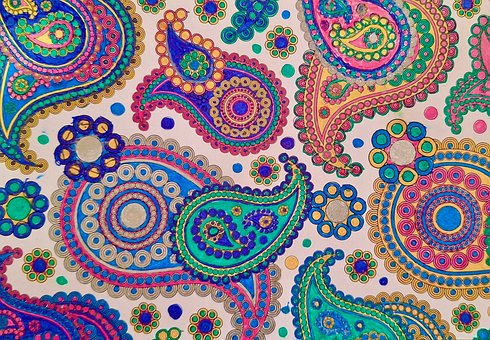 Indie, Paisley, Mumbai, Textil, Móda