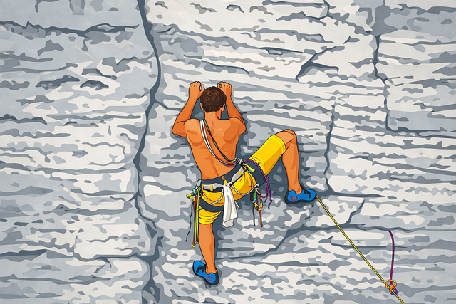 Free rock climbing climber outdoor adventure vector