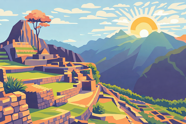 Free machu picchu peru andes illustration
