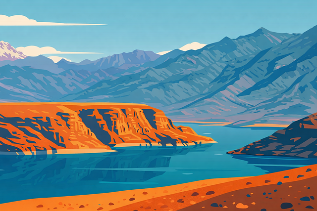 Free lake mountains canyon vector