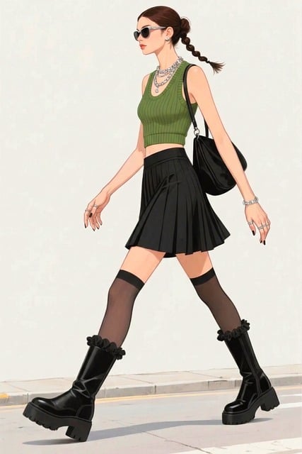 Free fashion illustration dark brown hair braid illustration