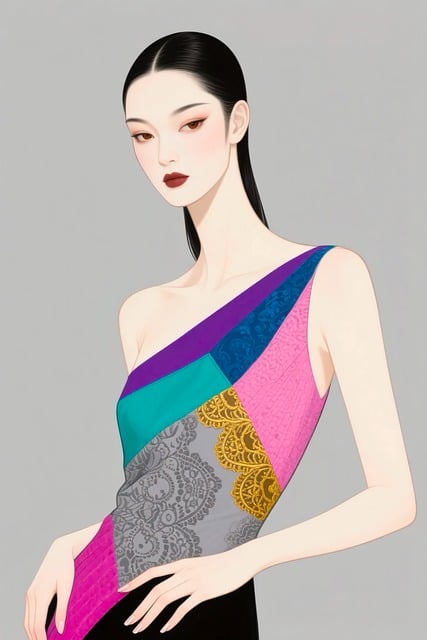 Free fashion illustration black hair slicked back hair illustration