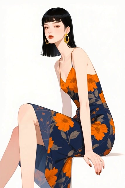 Modeillustration, Schwarzer Bob