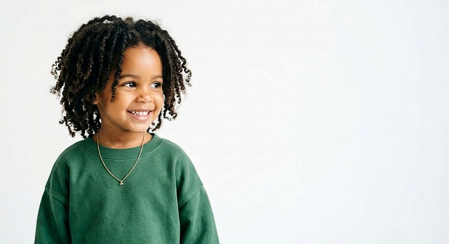 Free young child natural twisted hair joyful smile illustration