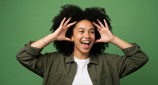 Free young woman natural afro hair playful expression illustration