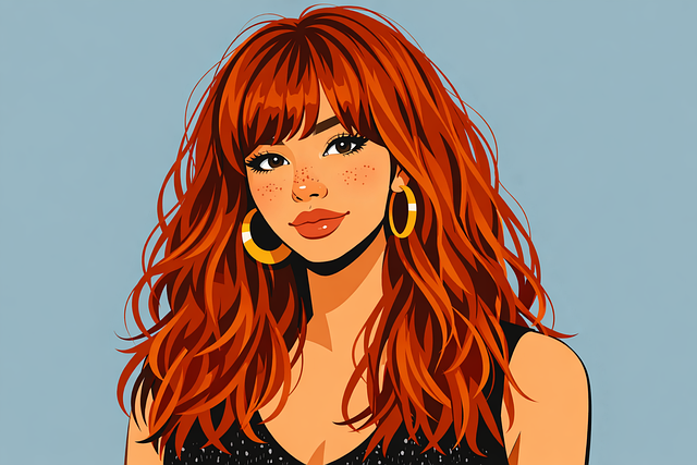 Free woman portrait red hair vector
