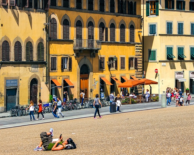 Italia, Plaza, Terraza, Turistas