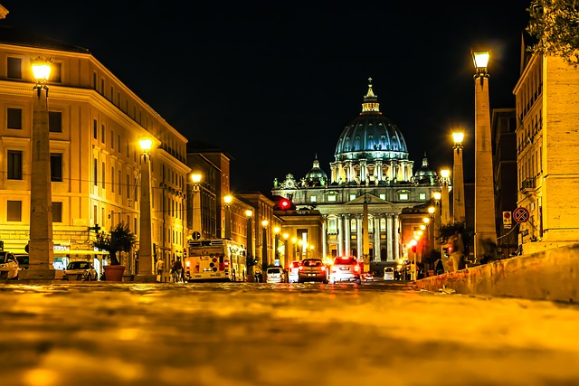 Italia, Basílica, Paisaje Nocturno