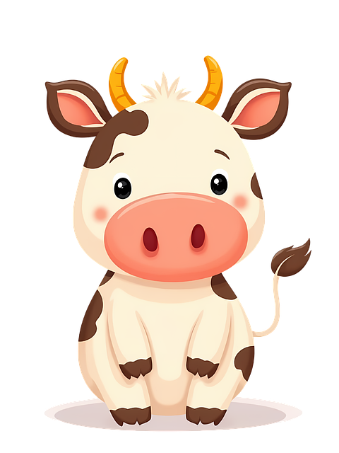 Free cute cow cartoon cartoon cow illustration farm animal character illustration