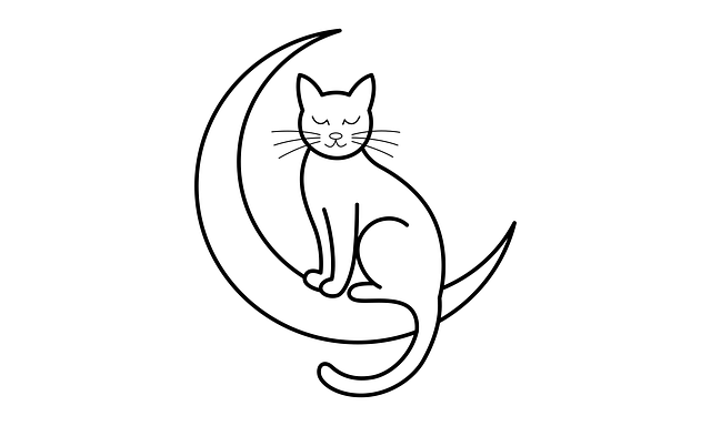 Free cat crescent outline vector