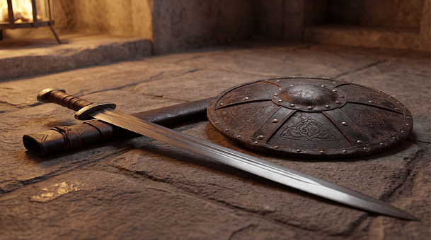 Free Medieval Sword Round Shield illustration and picture