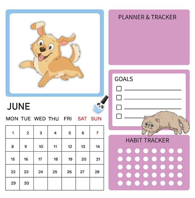 Kalender, Hund, Kat, Juni, Planlægger