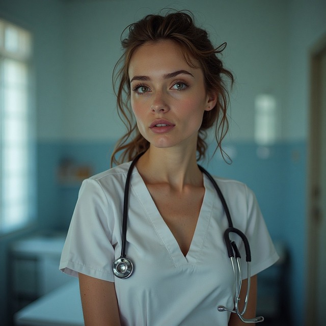 Frau, Arzt, Model, Stethoskop, Uniform