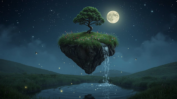 Tre, Nature, Landskap, Vår, Månen, Natt