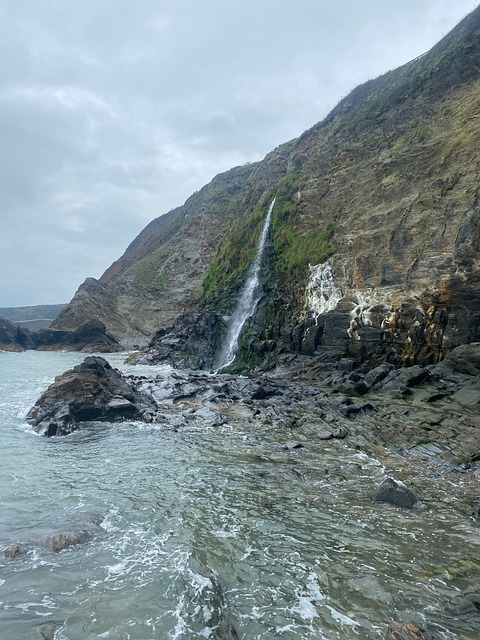Wasserfall, Strand, Meer, Ozean, Ufer