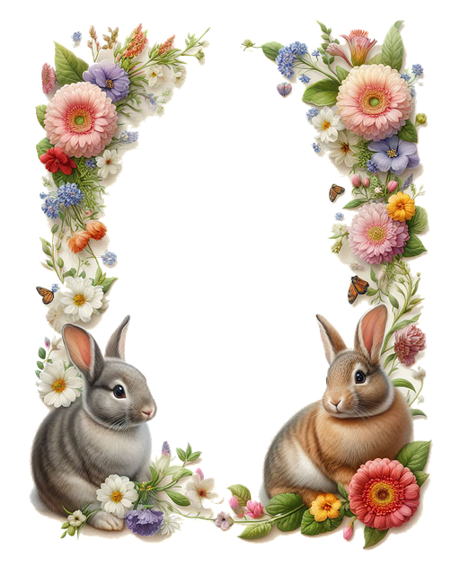 Kaniner, Blomster, Natur, Ornament