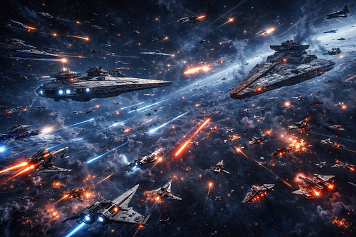 Free Space Space-Battle illustration and picture