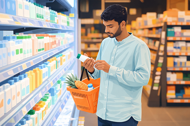 Free man shopping supermarket vector