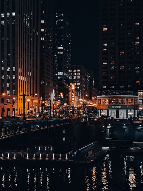 Chicago, Noc, Svetlá, Ulica, Mestský