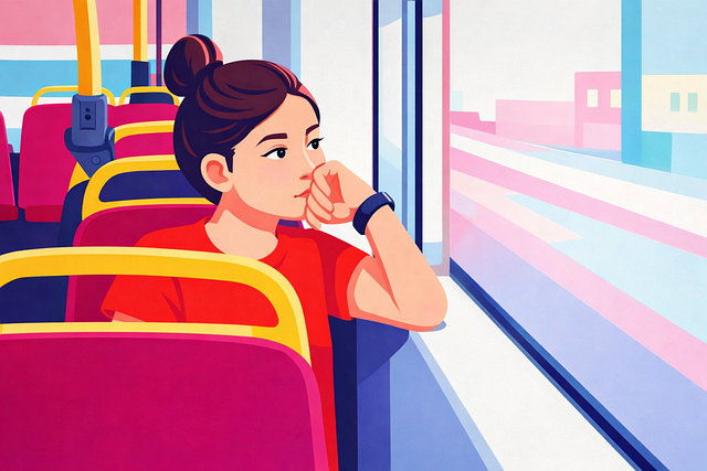 Free girl woman bus illustration