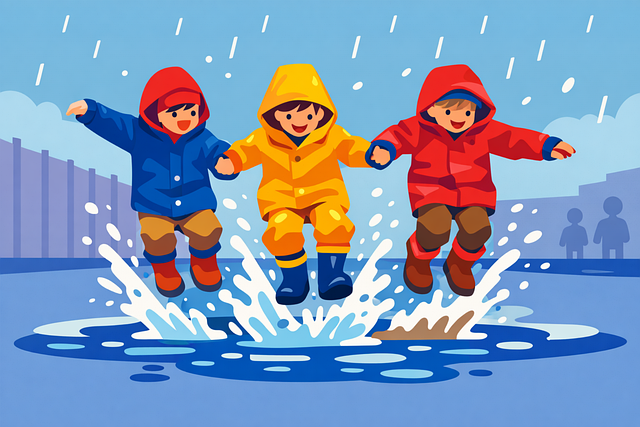 Free children kids rain vector