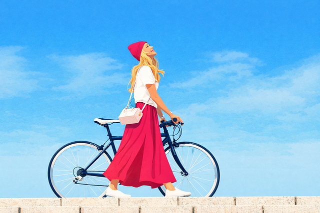 Free woman girl bicycle vector