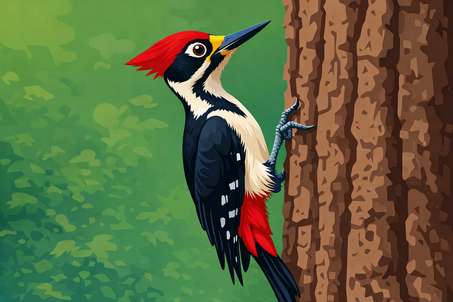 Free woodpecker bird forest vector