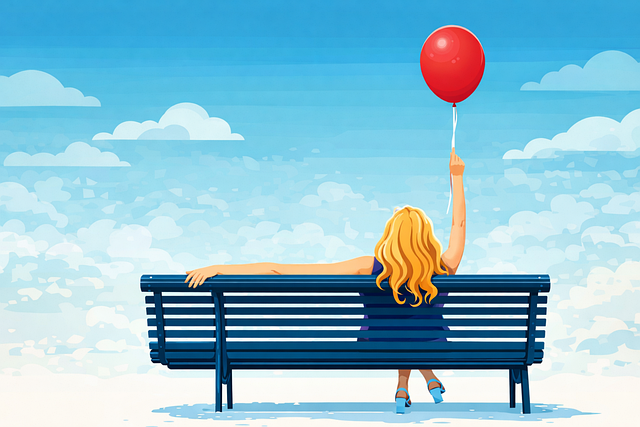 Free woman girl balloon illustration