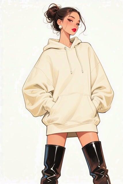 Free hoodie oversized boots illustration