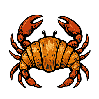Krab, Nostalgisch Patroon, Waterverf