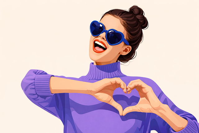 Free woman girl heart gesture vector