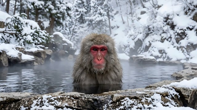 Free monkey snow japan illustration