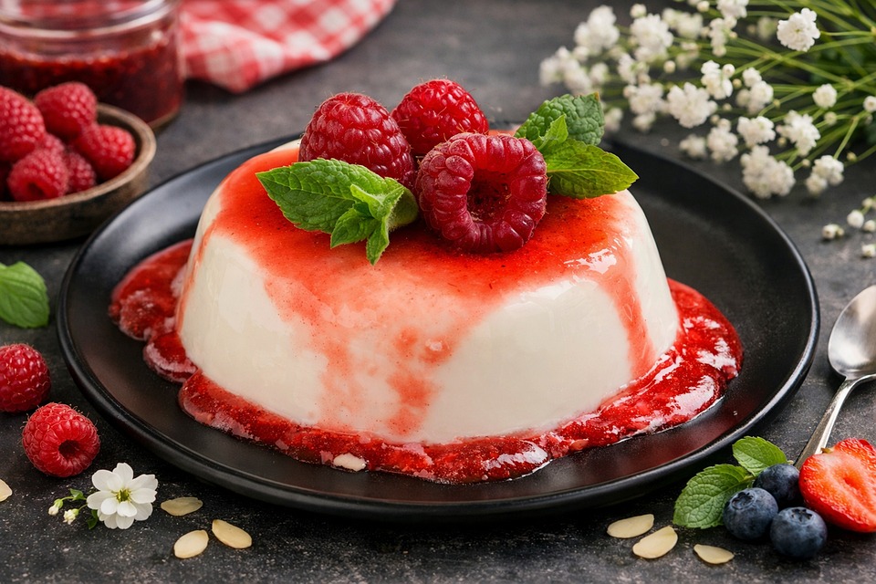Panna Cotta Dessert Raspberries - Free photo on Pixabay