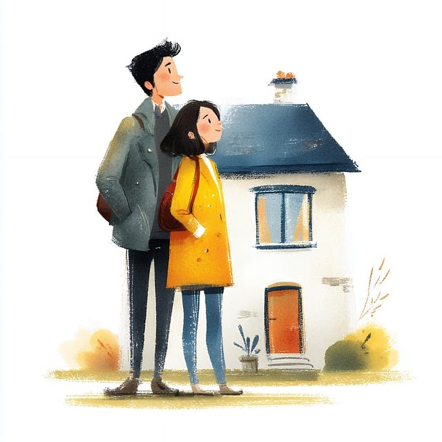 Free couple house home illustration