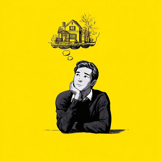 Free man dreaming house illustration