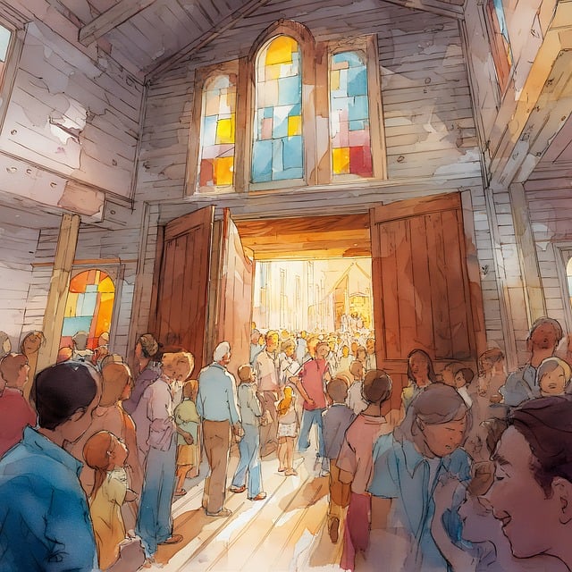 Free church sunlight people illustration