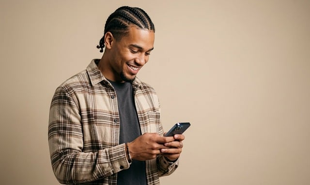 Free man smartphone texting illustration