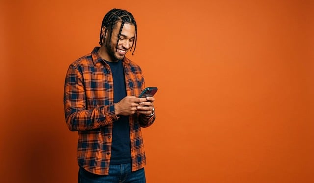 Free man smartphone texting illustration