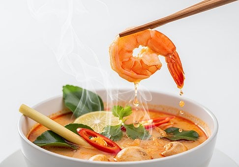 Schüssel, Suppe, Essstäbchen, Zeigt