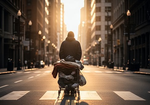 Person, Schieben, Kinderwagen, Zeigt