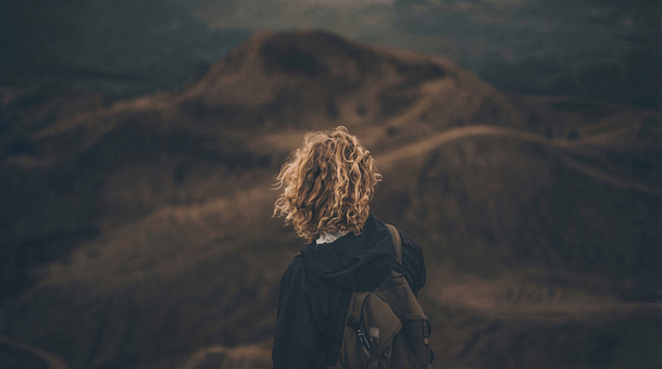 Frau, Landschaft, Natur, Berge, Panorama