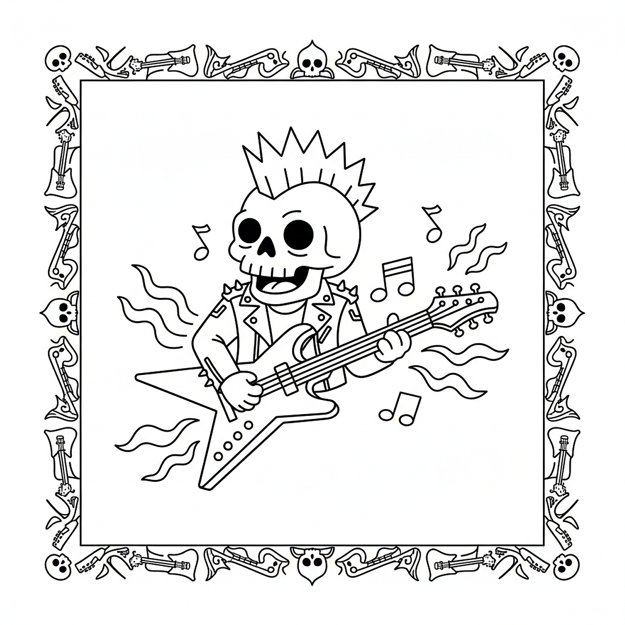 Punk Rocker Skeleton Vector Download Skeleton, Punk, Guitarist. Royalty-Free Stock Illustration ...