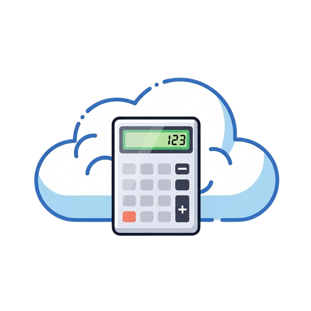 Free cloud computing calculator icon illustration