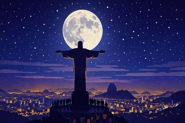 Free christ the redeemer rio de janeiro skyline brazil landmark vector